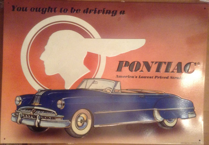 Flat Tin Sign - "PONTIAC"-Jantiques LLC.