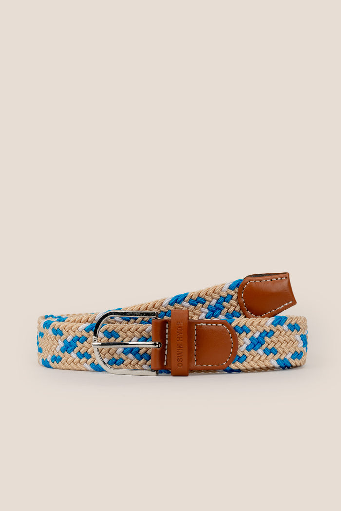 Oswin Hyde Guy Beige belt - Braided elastic in neutral tones for smart-casual wear