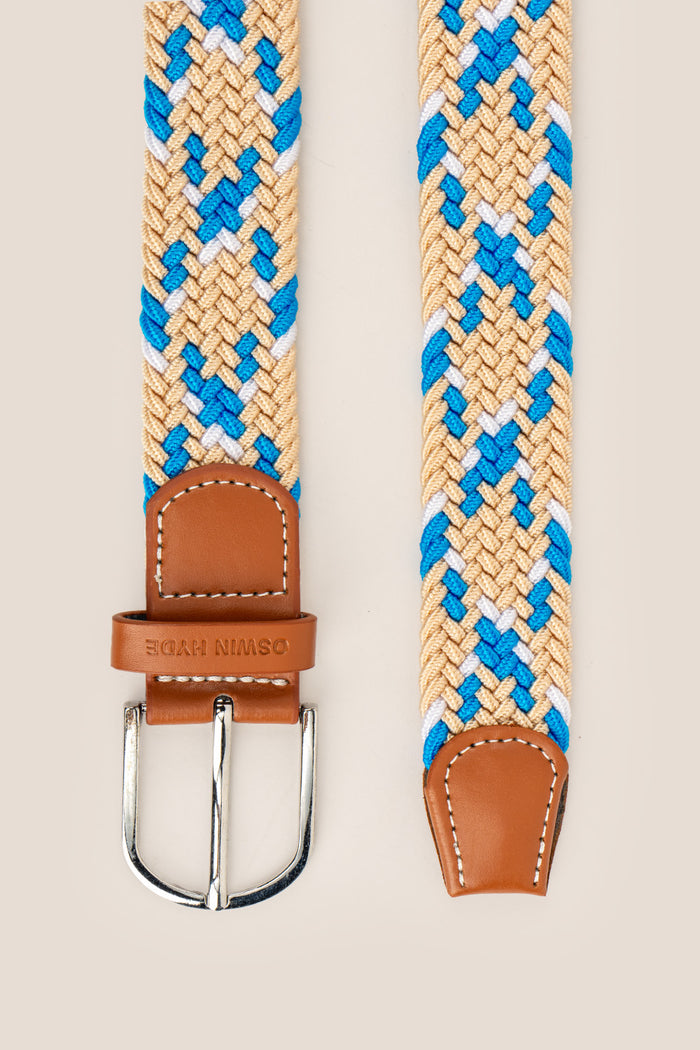 Oswin Hyde Guy Beige belt - Braided elastic in neutral tones for smart-casual wear