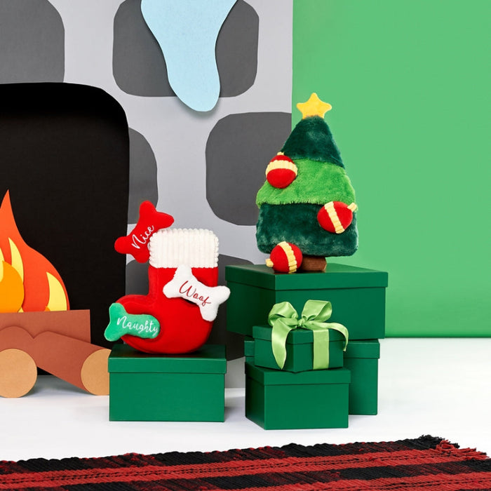 Holiday Burrow Interactive Christmas Tree Dog Toy Set - 4 Pc
