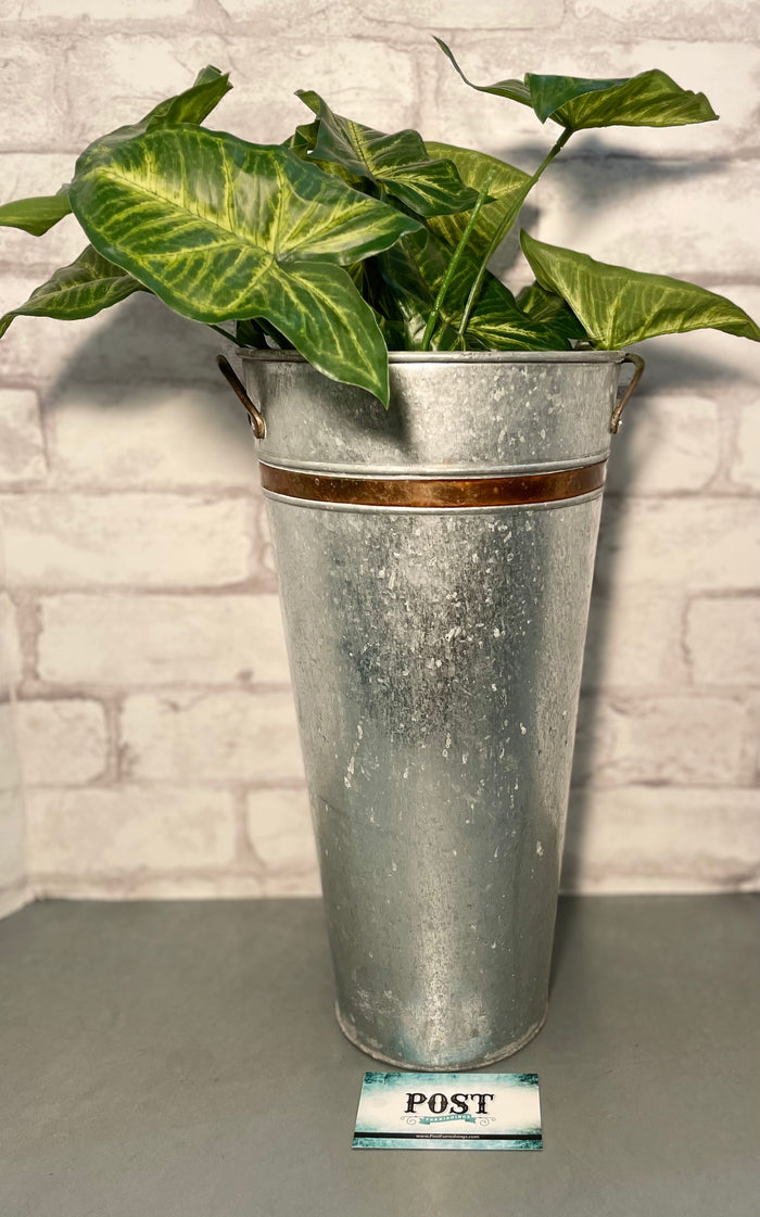 Rustic Tin Pot with Artificial Plant | Home Decor