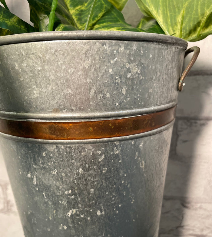 Rustic Tin Pot with Artificial Plant | Home Decor
