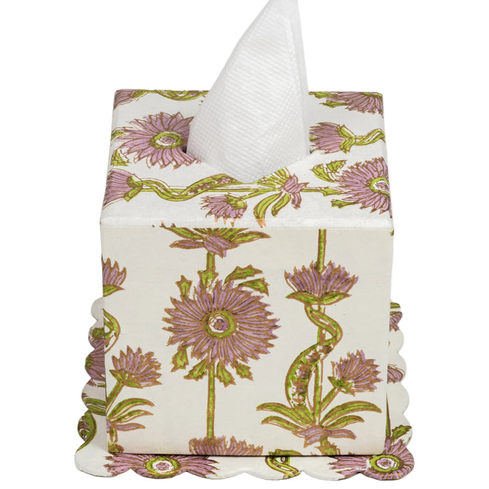Lilac Floral Vines Scalloped Tissue Box Cover — Lilac Floral Vines tissue box with a separate tissue; Inner Child