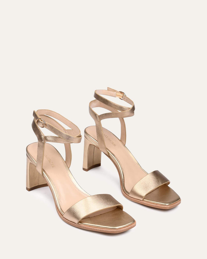 NATSU MID HEEL SANDALS SOFT GOLD LEATHER