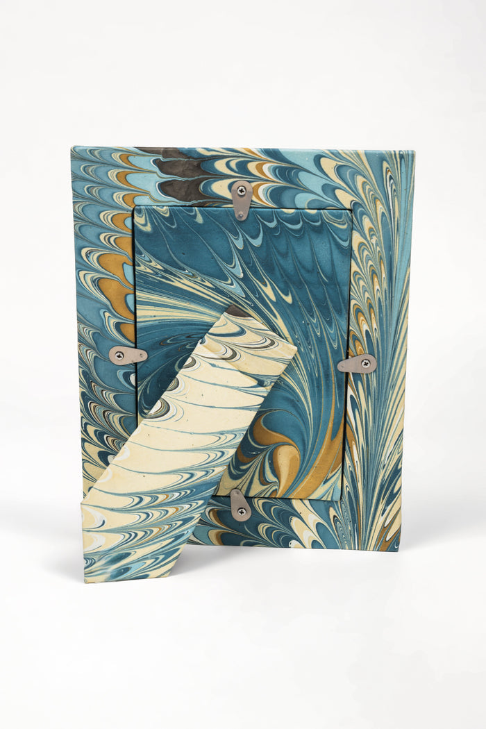 Nila Feathers Marbled Picture Frame for 4 x 6 Photos — rear view showing patterned backing and fold-out support; Inner Child
