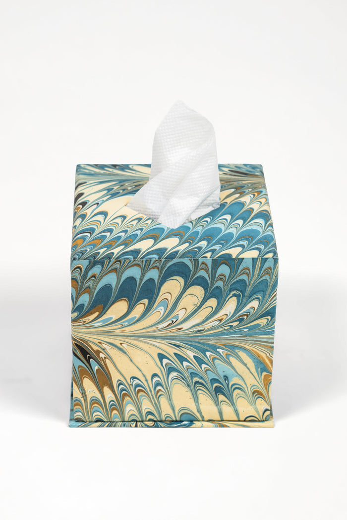 Nila Feathers Marbled Tissue Box Cover — Nila Feathers tissue box with a separate tissue; Inner Child