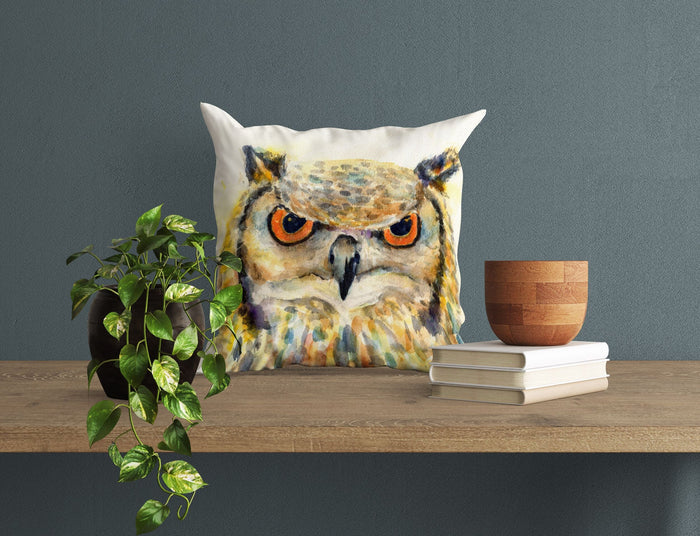 Owl Bird Pillow Cases For Kids, Toss Pillow, Animal Pillow, Artist Pillow, Bright Yellow Pillow, Modern Pillow, Pillow Covers 20X20