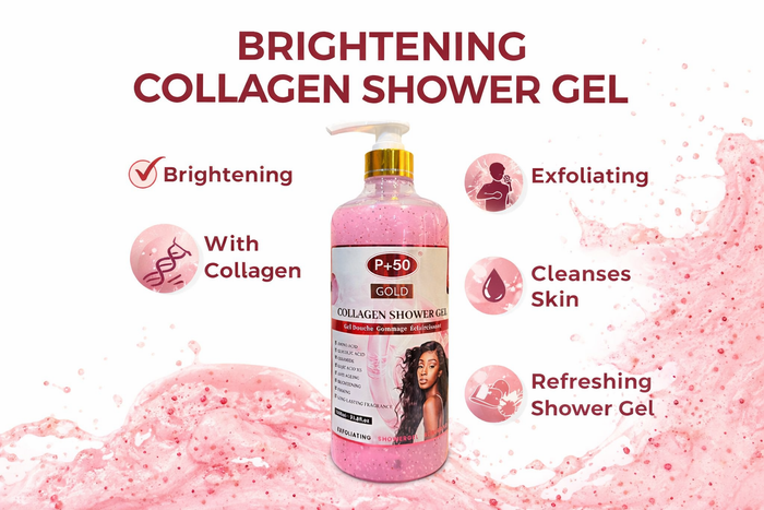 P+50 GOLD Exfoliating Collagen Brightening Shower Gel Scrub (1000ml)