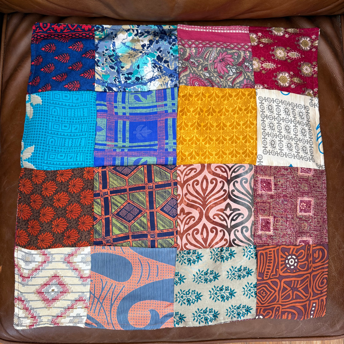 Patchwork Square Silk Bandana | Scarf Neck Tie | Upcycled