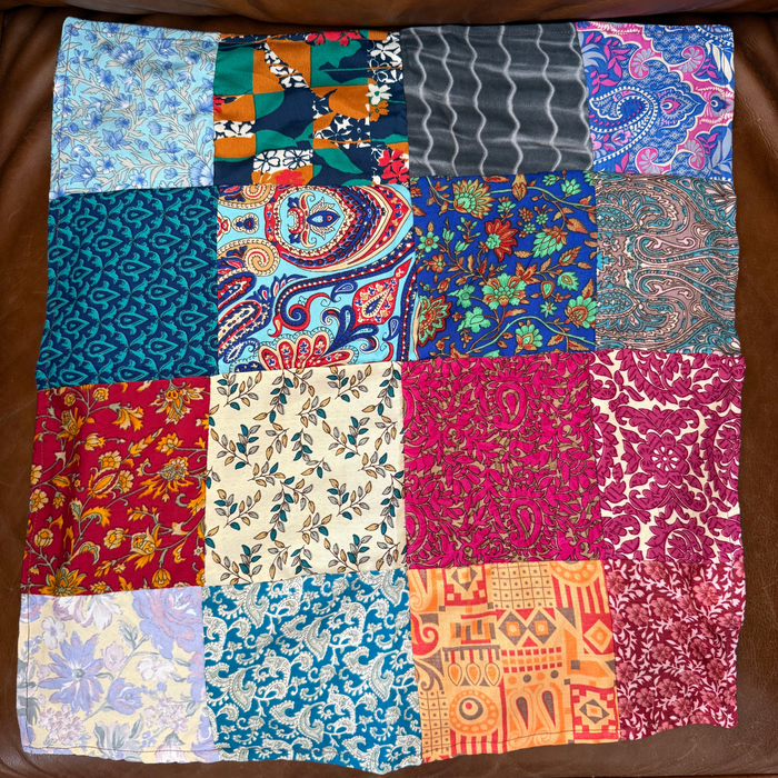 Patchwork Square Silk Bandana | Scarf Neck Tie | Upcycled