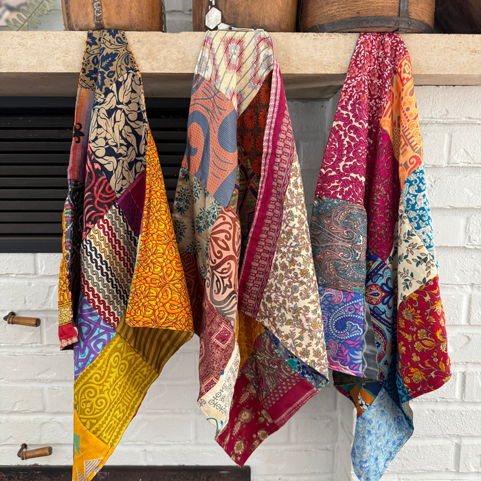 Patchwork Square Silk Bandana | Scarf Neck Tie | Upcycled