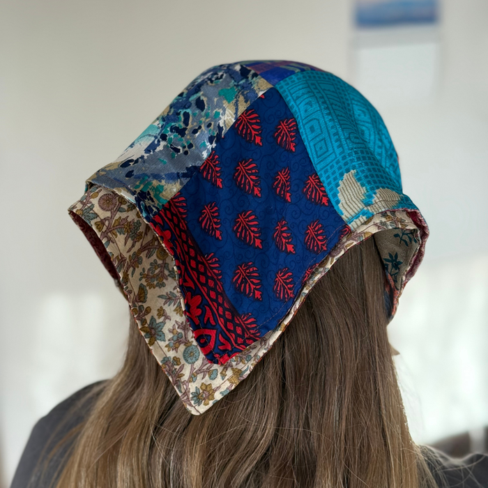 Patchwork Square Silk Bandana | Scarf Neck Tie | Upcycled