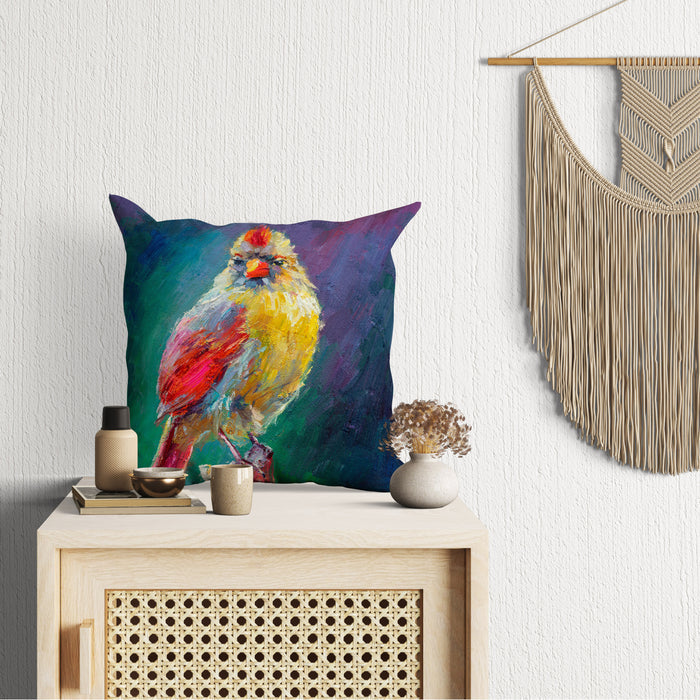 Pillow Cases, Northern Cardinal Female Bird Pillow, Comfortable, Bright Yellow Pillow, Modern Pillow, Large Pillow Cases, Housewarming Gift