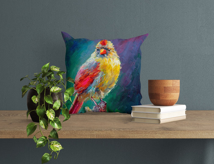Pillow Cases, Northern Cardinal Female Bird Pillow, Comfortable, Bright Yellow Pillow, Modern Pillow, Large Pillow Cases, Housewarming Gift