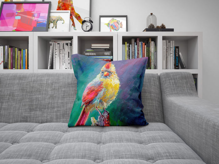 Pillow Cases, Northern Cardinal Female Bird Pillow, Comfortable, Bright Yellow Pillow, Modern Pillow, Large Pillow Cases, Housewarming Gift