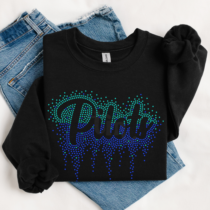 Pilots Ombre Drip RHINESTONE TRANSFER