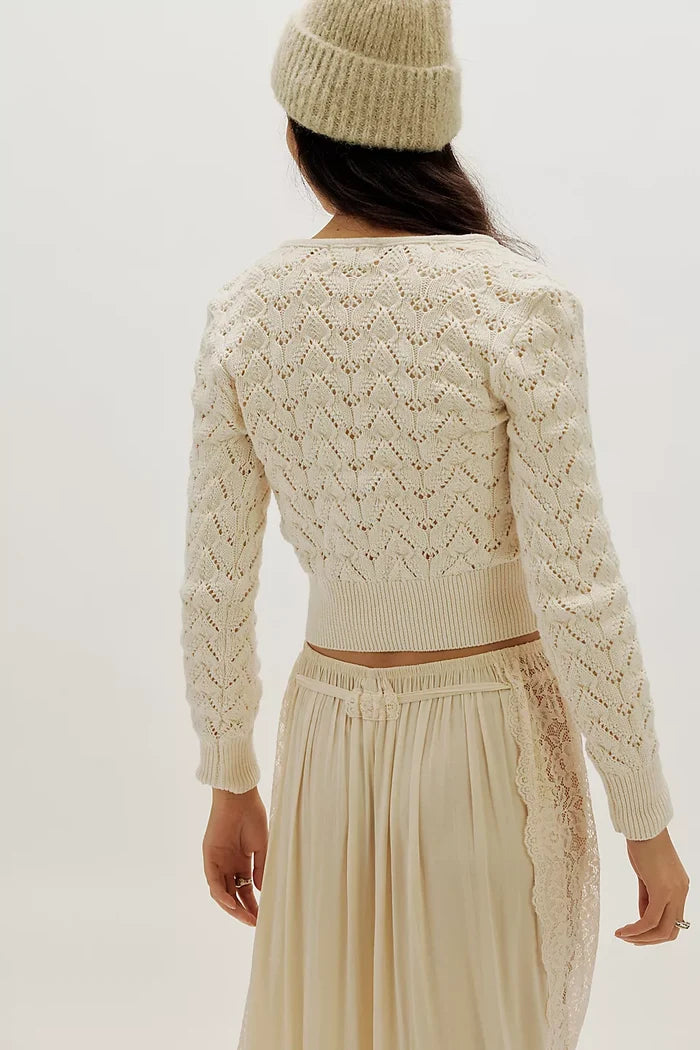 Pretty in Pointelle Cardi - Ivory