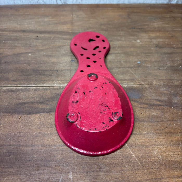 Red Enameled Cast Iron Rooster Spoon Rest