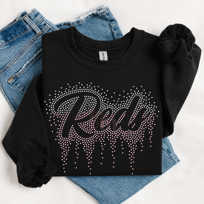 Reds Ombre Drip RHINESTONE TRANSFER