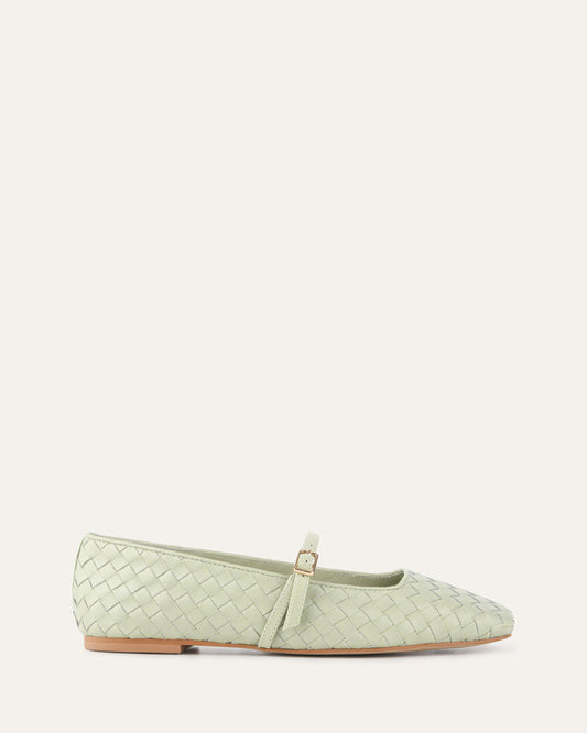 SAILOR BALLET FLATS LIGHT SAGE LEATHER