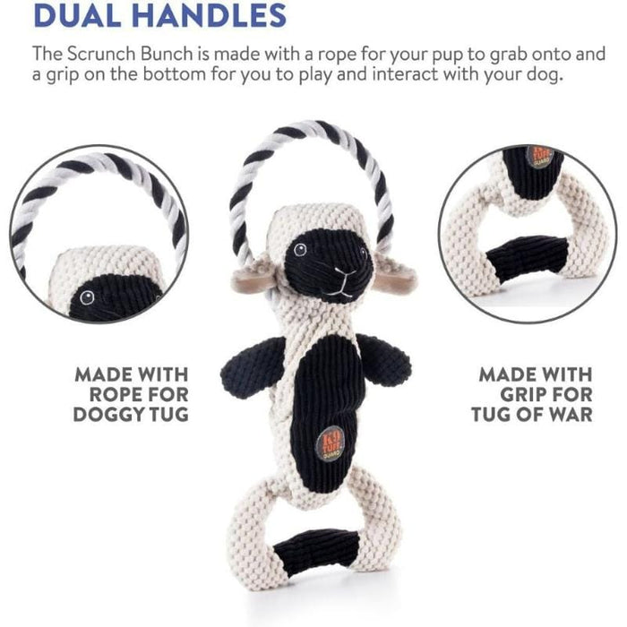 Outward Hound dog toys Scrunch Bunch Lamb Interactive Plush Squeaky Dog Tug Toy