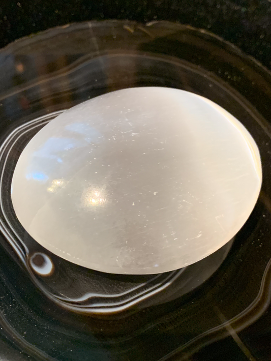 Selenite Palm Stone