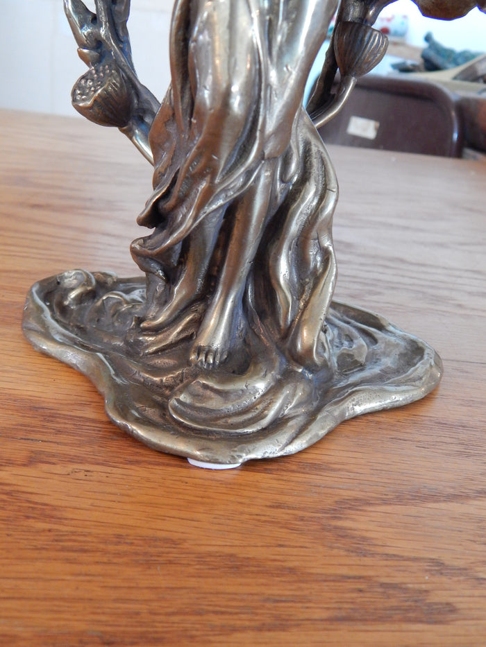 Sevres Porcelain - Blue Dish French w/ Gilt Bronze Ormolu Lady Standing-Jantiques LLC.