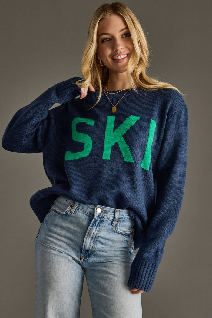 Ski Sweater - Navy + Green