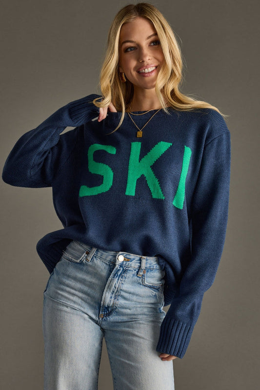 Ski Sweater - Navy + Green