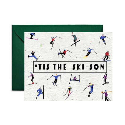 Skiing Adventure Wildflower Seed Paper Greeting Card