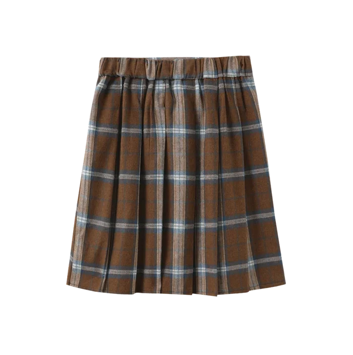 skirt plaid center pleated  - blue