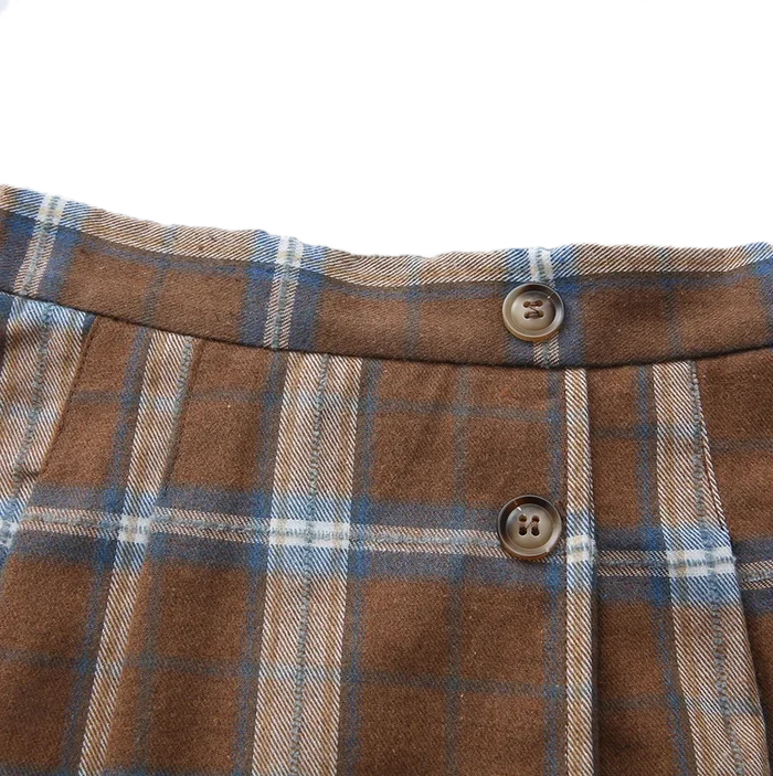 skirt plaid center pleated  - blue