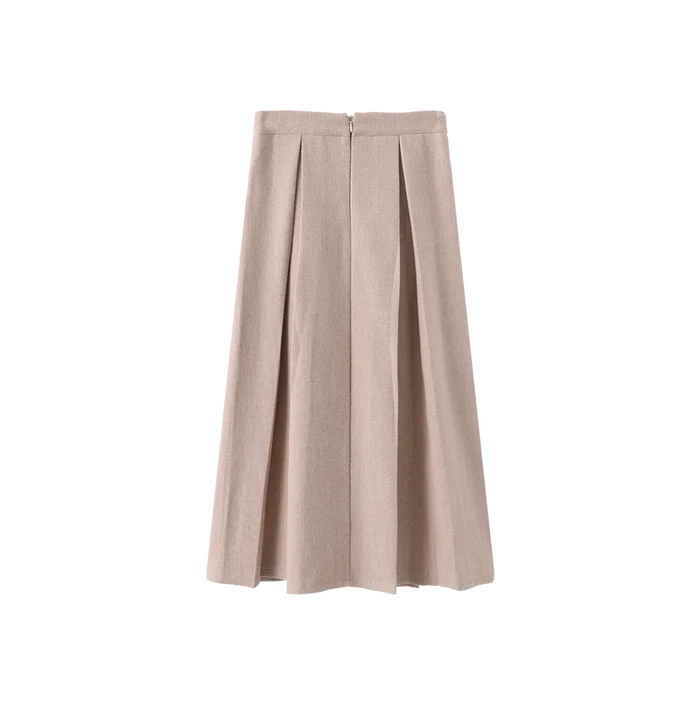 skirt wool wide center pleats - dusty pink