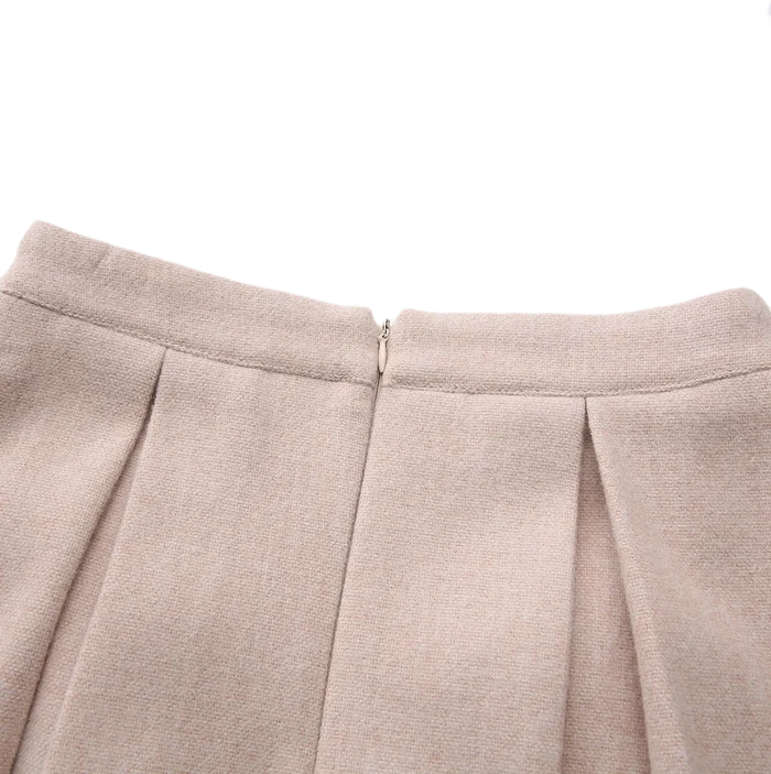 skirt wool wide center pleats - dusty pink