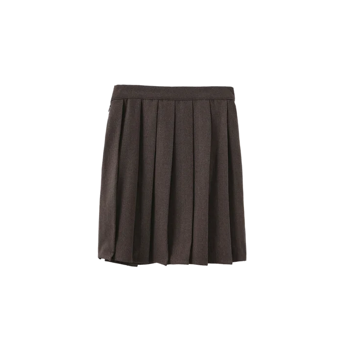 skirt wool wrap look with pocket - brown