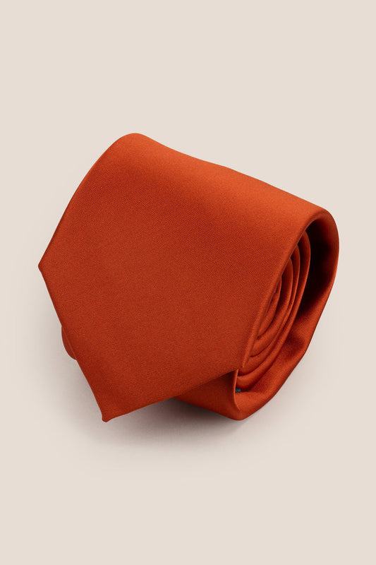 Sleek Orange tie with smooth design, perfect for weddings, office wear, and formal occasions.