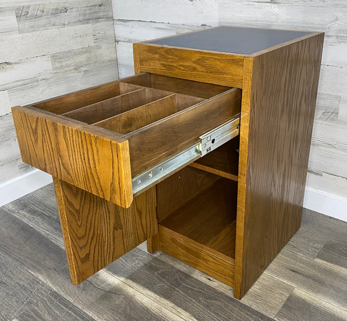 Small Oak Office End Table Cabinet Nightstand