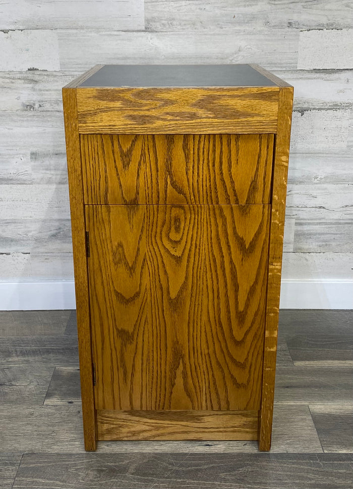 Small Oak Office End Table Cabinet Nightstand