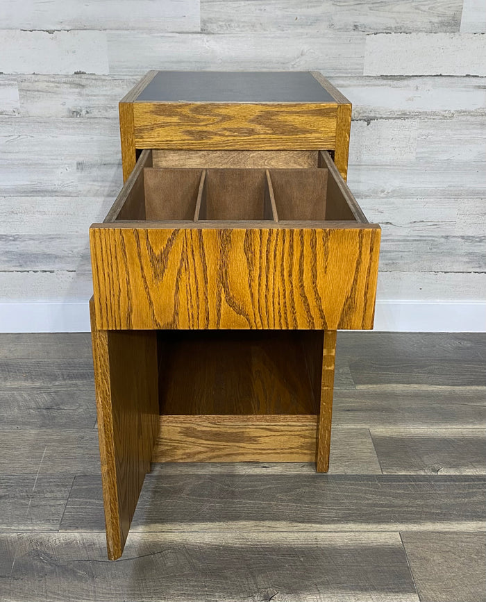 Small Oak Office End Table Cabinet Nightstand