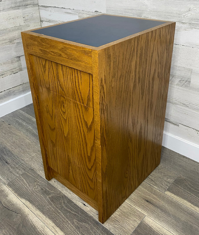 Small Oak Office End Table Cabinet Nightstand