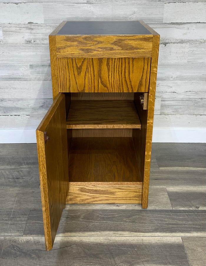 Small Oak Office End Table Cabinet Nightstand