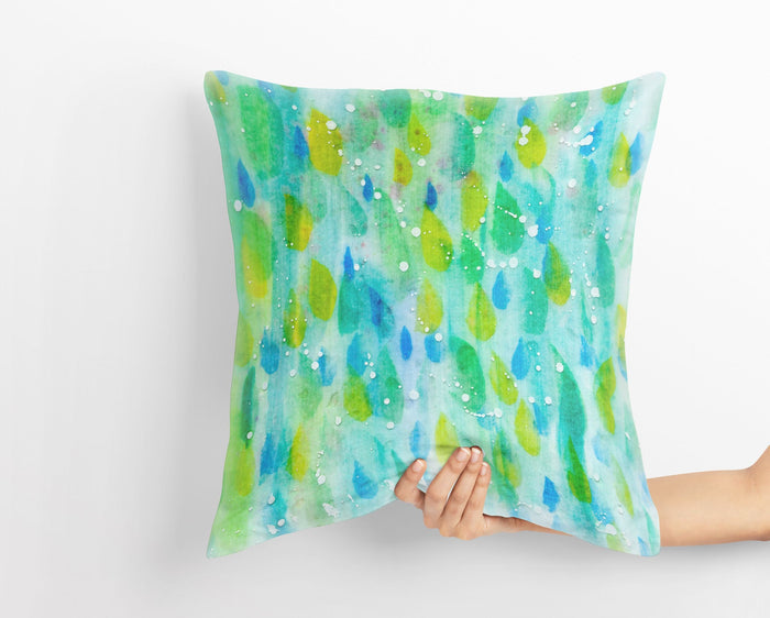 Spring Throw Pillow, Decorative Pillow, Abstract Throw Pillow, Original Art Pillow, Green Pillow Cases, Housewarming Gift, Sofa Pillows