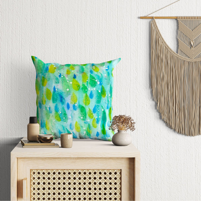Spring Throw Pillow, Decorative Pillow, Abstract Throw Pillow, Original Art Pillow, Green Pillow Cases, Housewarming Gift, Sofa Pillows