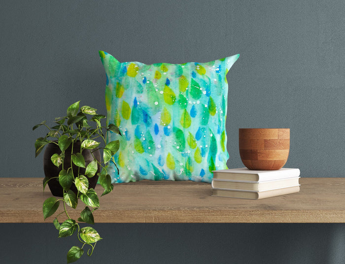 Spring Throw Pillow, Decorative Pillow, Abstract Throw Pillow, Original Art Pillow, Green Pillow Cases, Housewarming Gift, Sofa Pillows
