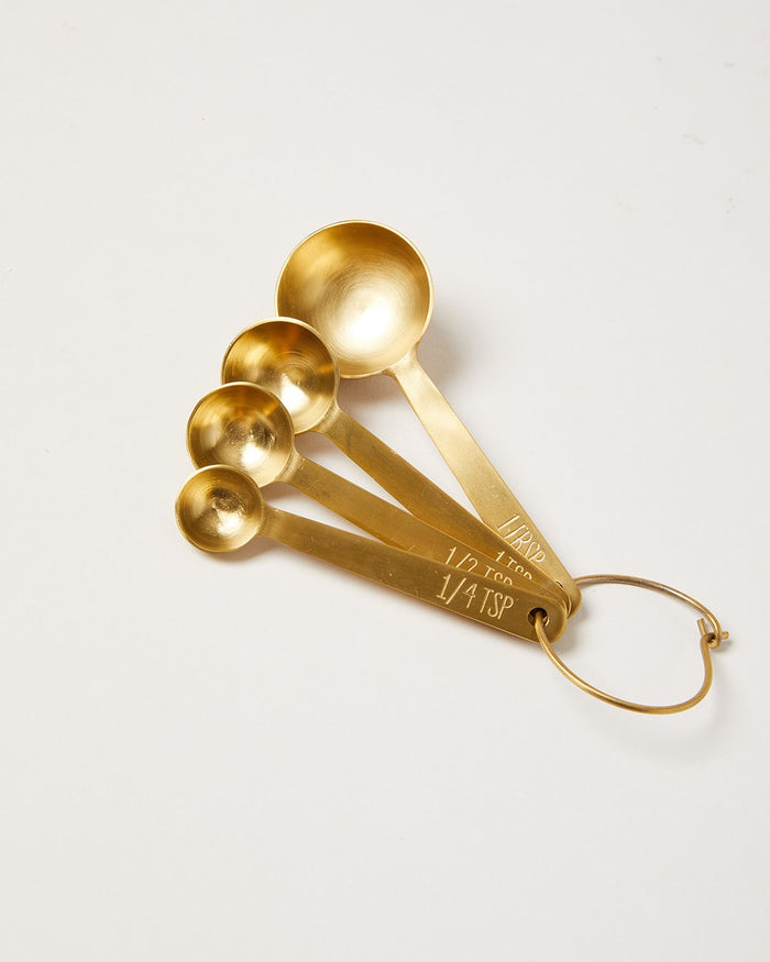 Stowe Measuring Spoons — four gold measuring spoons on a ring; Farmhouse Pottery