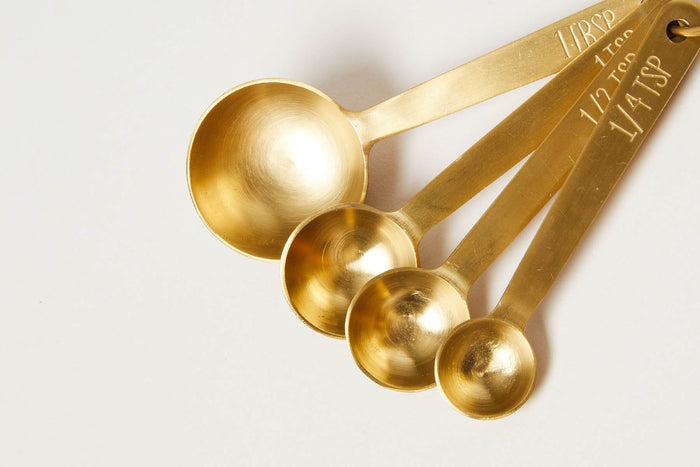 Stowe Measuring Spoons — close view of engraved spoon measurements; Farmhouse Pottery