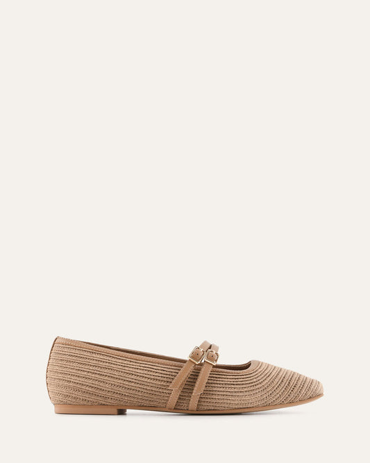 SULLIVAN BALLET FLATS TAN RAFFIA