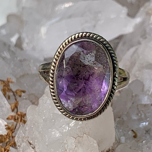 Super 7 Amethyst Ring sz8