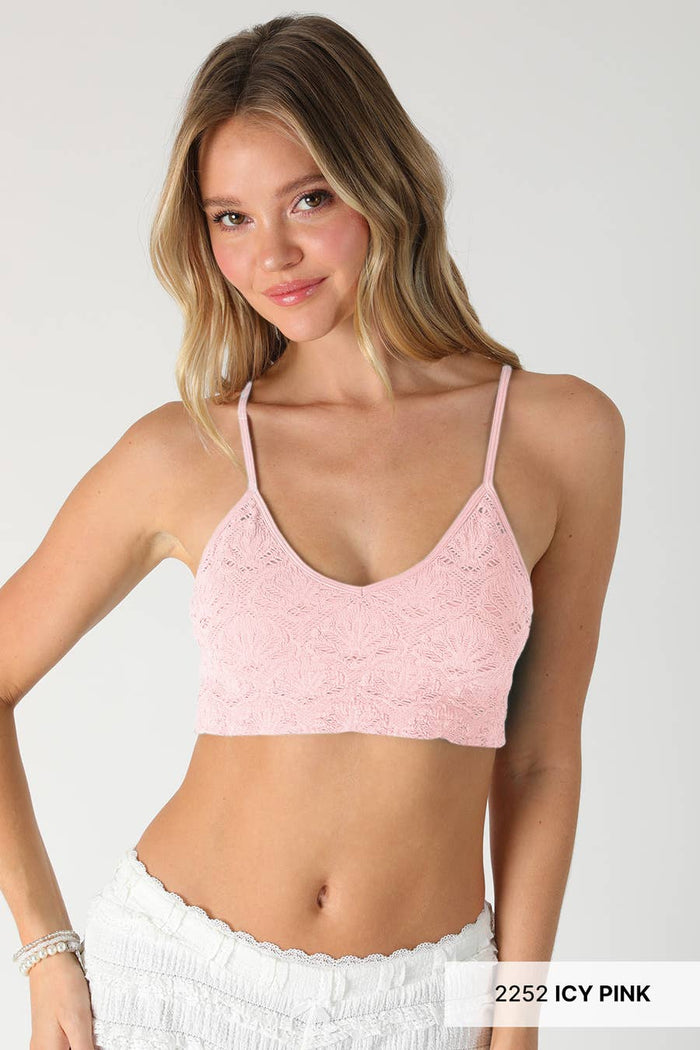 Textured Lace Triangle Cut-Out Bralette ~ Dusty Teal