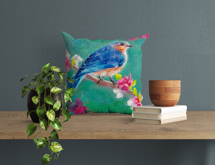 Throw Pillow, Blue Bird Pillow, Comfortable, Bright Yellow Pillow, Fun Throw Pillows, Pillow Covers 20X20, Nursery Pillows